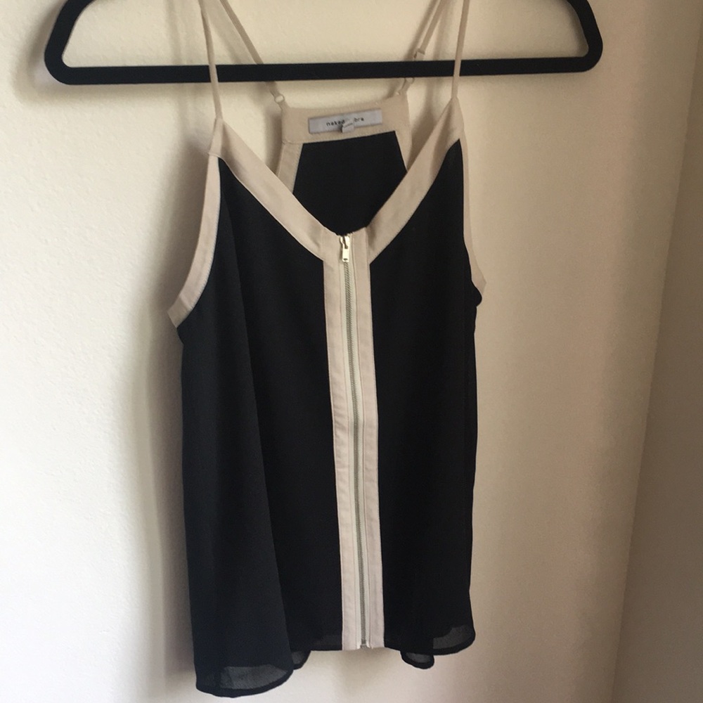 Naked Zebra Size Small Black Camisole ZIp Tank Top